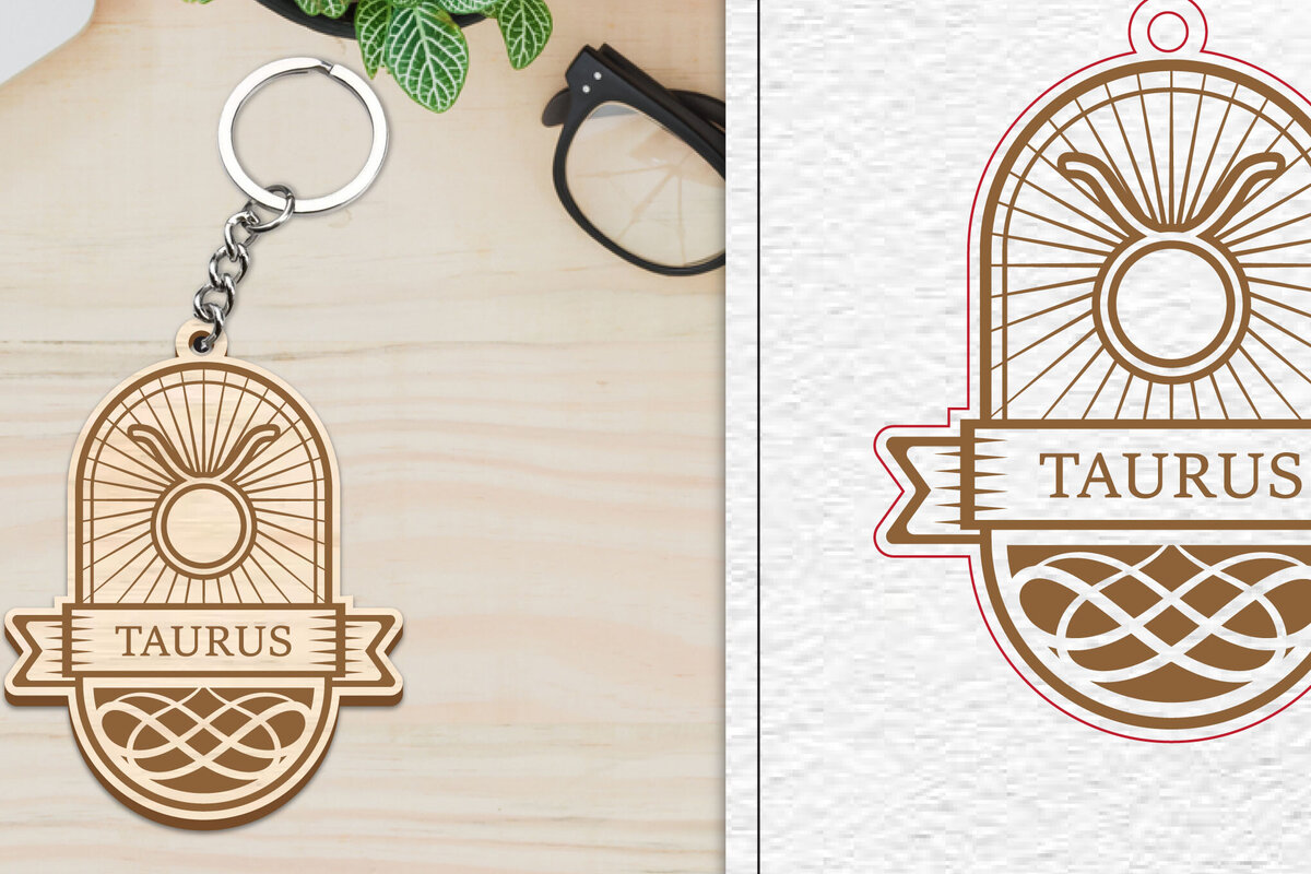 Σετ των 3 Intra απο ξύλο plywood 3mm-4mm πάχος – Κοπή Laser Μπρελόκ Taurus | Ζώδιο Δίασταση  5x5 cm INTRAFABR-100960941