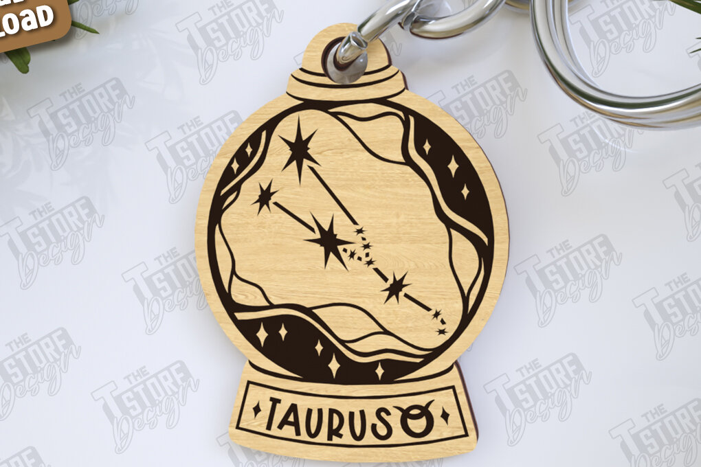 Σετ των 3 Intra απο ξύλο plywood 3mm-4mm πάχος – Taurus Keychain Zodiac |Zodiac Δίασταση  5x5 cm INTRAFABR-123373662