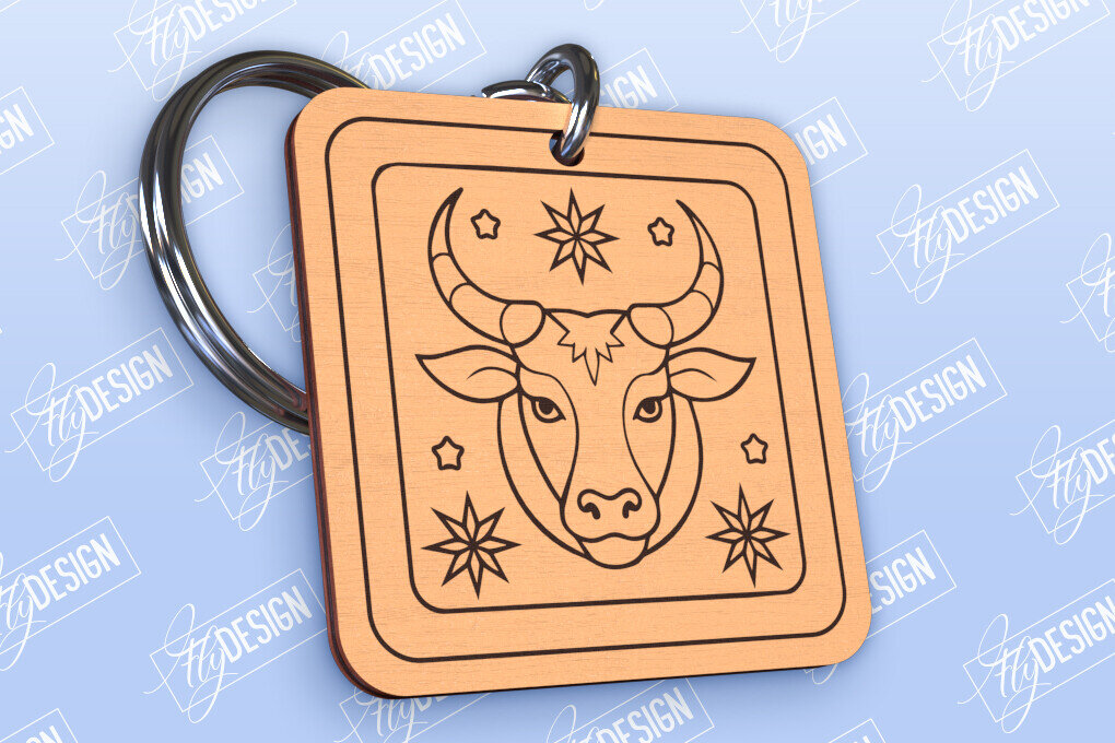 Σετ των 3 Intra απο ξύλο plywood 3mm-4mm πάχος – Μπρελόκ Ταύρος | Ζώδιο | Αρχείο CNC Δίασταση  5x5 cm INTRAFABR-98550444