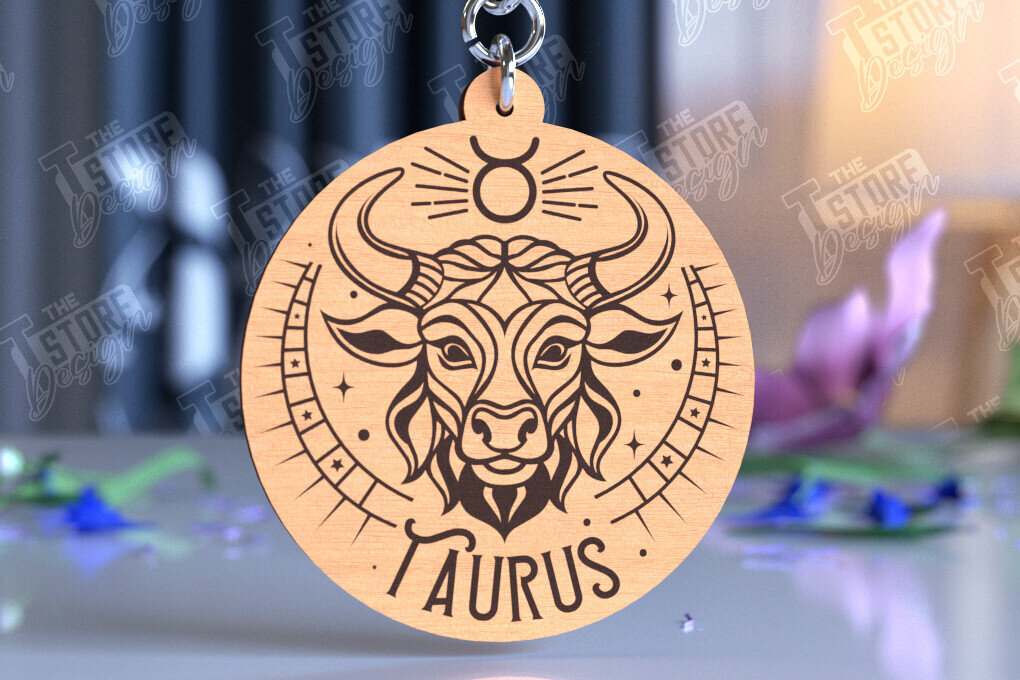 Σετ των 3 Intra απο ξύλο plywood 3mm-4mm πάχος – Μπρελόκ Ταύρος | Ζώδιο | Αρχείο CNC Δίασταση  5x5 cm INTRAFABR-98273071