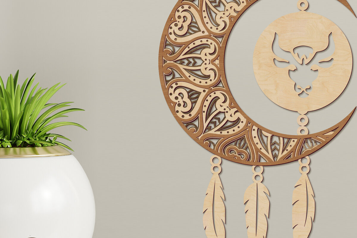 Σετ των 2 Intra απο ξύλο plywood 3mm-4mm πάχος – Πάνελ τοίχου Taurus Zodiac Dream Catcher Δίασταση  40x30 cm INTRAFABR-104891021