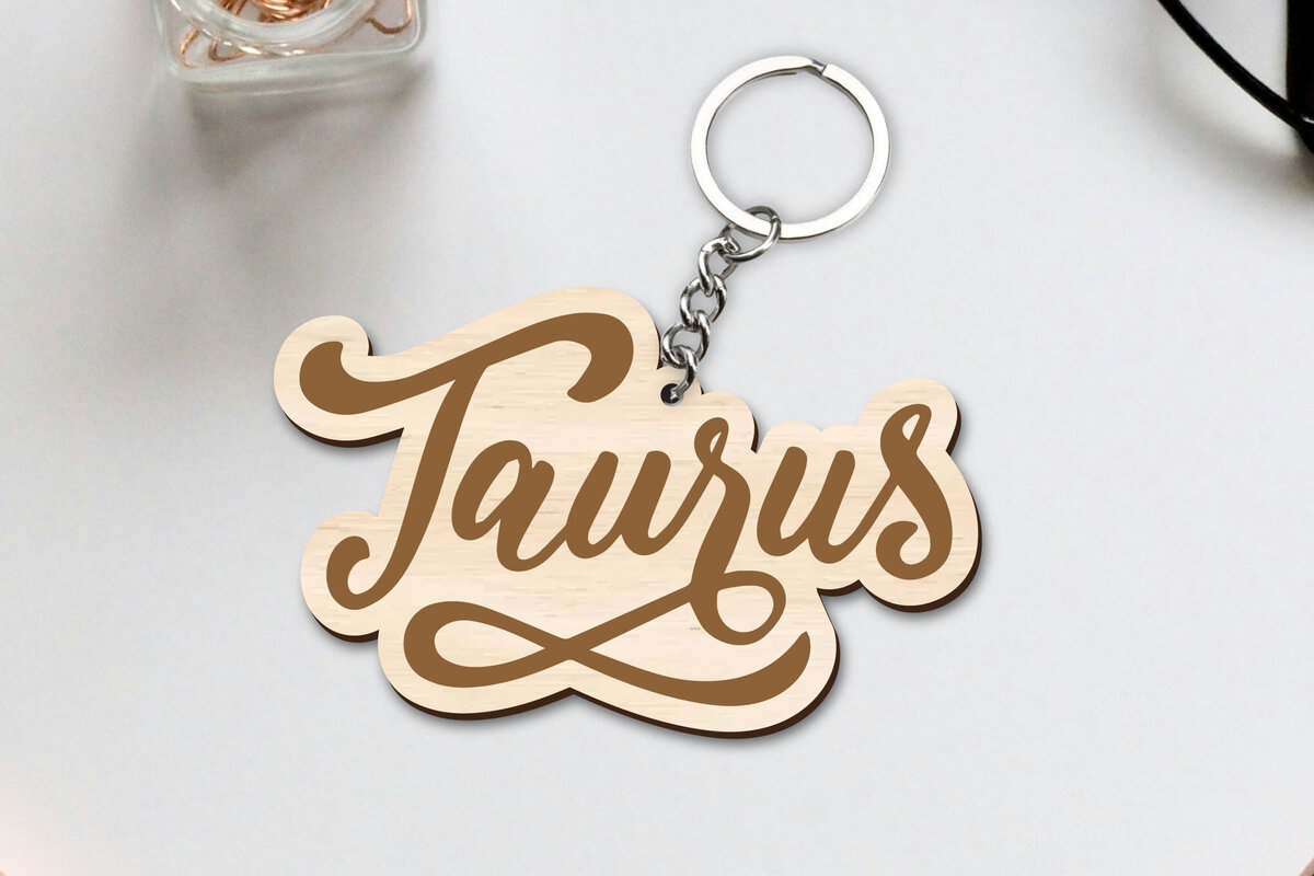 Σετ των 2 Intra απο ξύλο plywood 3mm-4mm πάχος – Taurus Zodiac Key Chain Δίασταση  20x20 cm INTRAFABR-96829197
