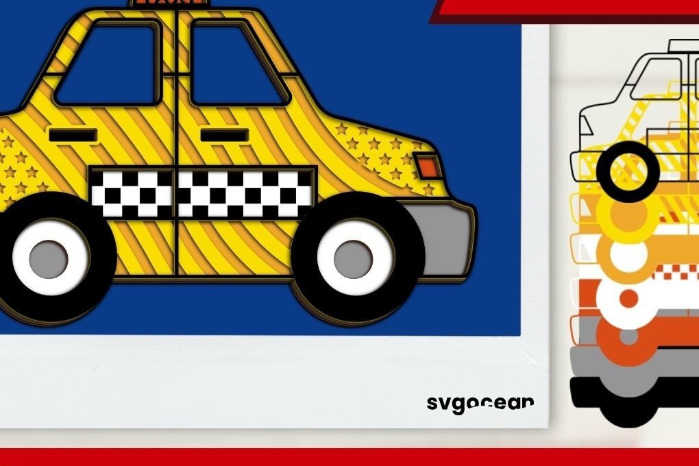 Σετ των 2 Intra απο ξύλο plywood 3mm-4mm πάχος – Αρχείο περικοπής με στρώσεις αυτοκινήτου ταξί Δίασταση  20x20 cm INTRAFABR-35155351