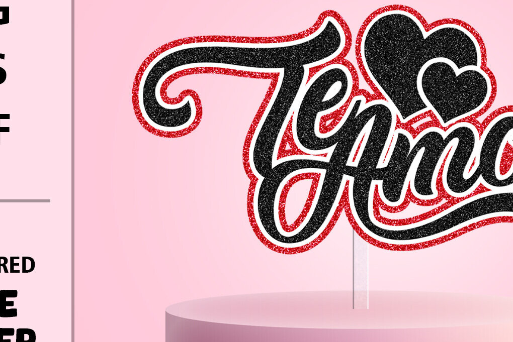 Σετ των 2 Intra απο ξύλο plywood 3mm-4mm πάχος – Te Amo 3D Cake Topper EPS DXF Δίασταση  20x20 cm INTRAFABR-108456569