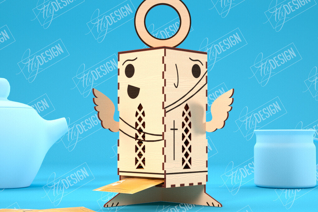 Σετ των 2 Intra απο ξύλο plywood 3mm-4mm πάχος – Δοχείο τσαγιού | Σχεδιασμός γωνίας | CNC Δίασταση  20x20 cm INTRAFABR-100320773