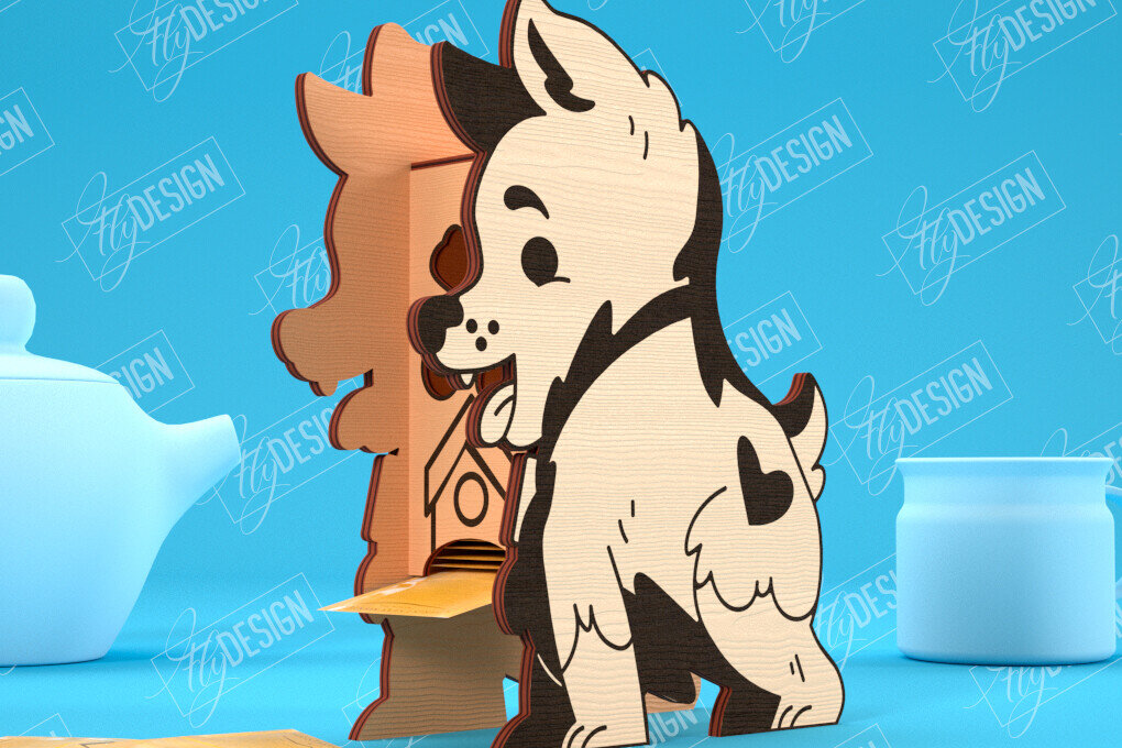 Σετ των 2 Intra απο ξύλο plywood 3mm-4mm πάχος – Δοχείο τσαγιού |  σκύλου | CNC Δίασταση  20x20 cm INTRAFABR-100320587