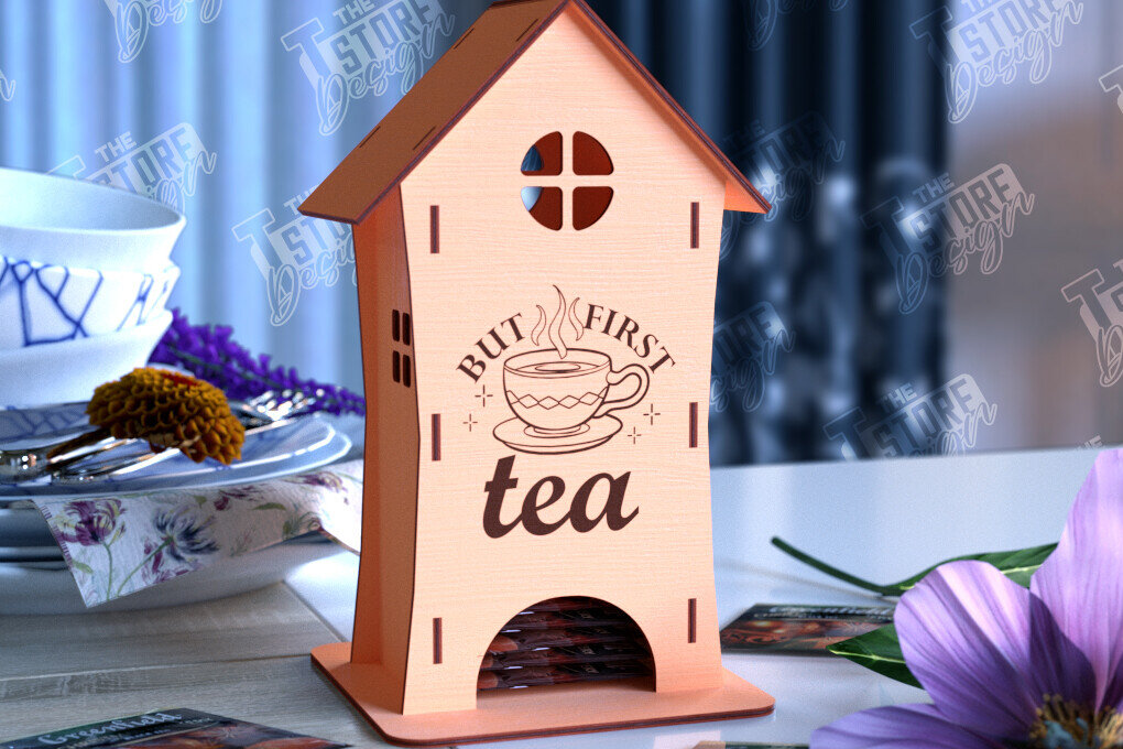 Σετ των 2 Intra απο ξύλο plywood 3mm-4mm πάχος – Δοχείο τσαγιού | Θήκη για φακελάκια τσαγιού | CNC Δίασταση  20x20 cm INTRAFABR-98211443