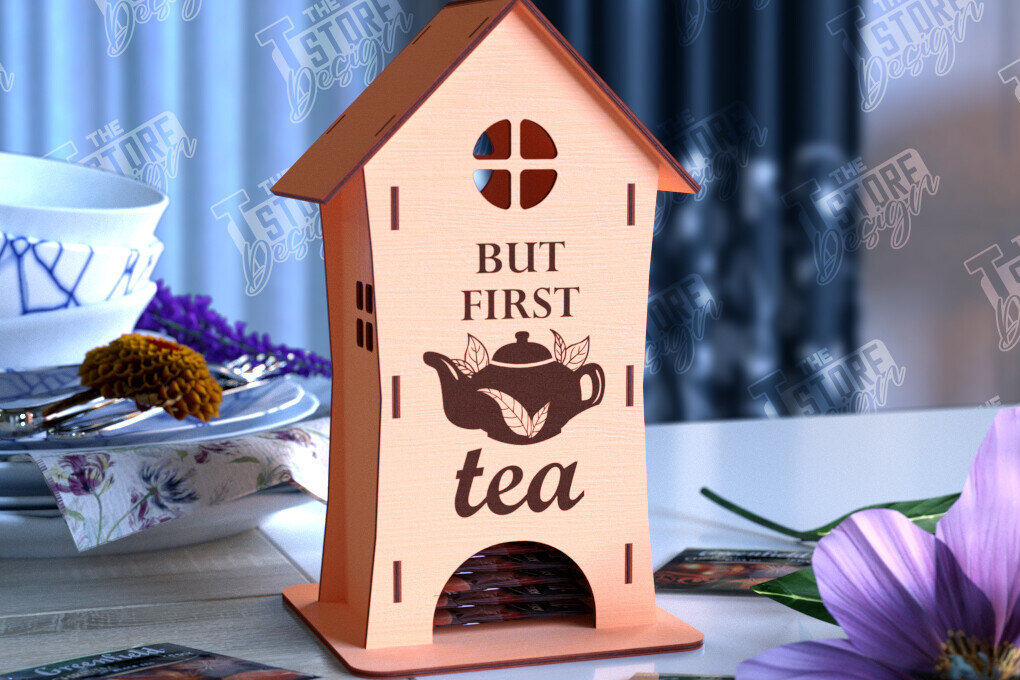 Σετ των 2 Intra απο ξύλο plywood 3mm-4mm πάχος – Δοχείο τσαγιού | Θήκη για φακελάκια τσαγιού | CNC Δίασταση  20x20 cm INTRAFABR-98211463