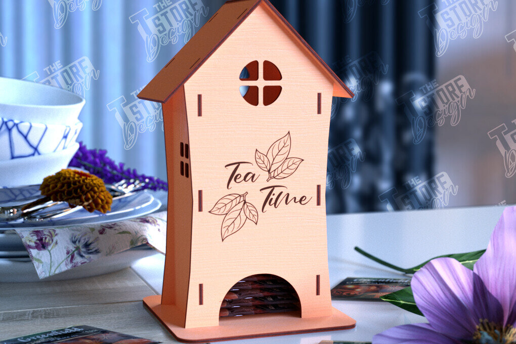 Σετ των 2 Intra απο ξύλο plywood 3mm-4mm πάχος – Δοχείο τσαγιού | Θήκη για φακελάκια τσαγιού | CNC Δίασταση  20x20 cm INTRAFABR-98211419