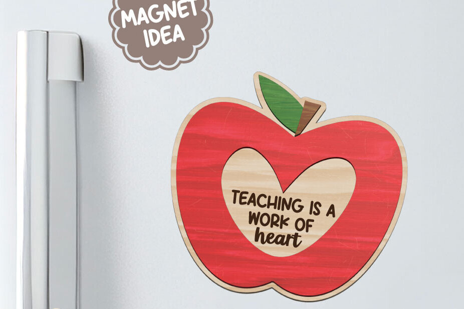 Σετ των 2 Intra απο ξύλο plywood 3mm-4mm πάχος – Δάσκαλος Apple Magnet για Laser Δίασταση  20x20 cm INTRAFABR-106387071