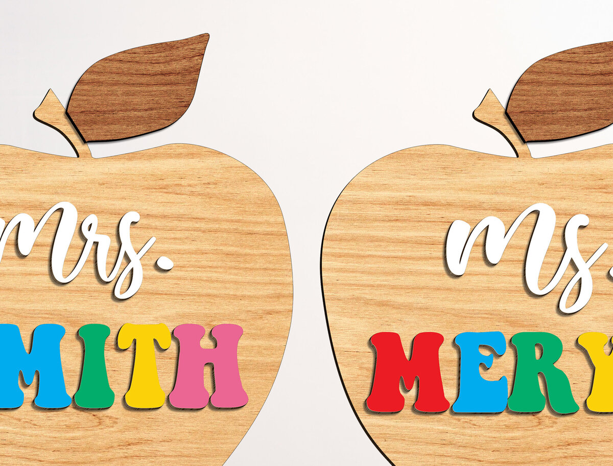 Σετ των 2 Intra απο ξύλο plywood 3mm-4mm πάχος – Δάσκαλος Apple με Stand Decor Δίασταση  20x20 cm INTRAFABR-99207320