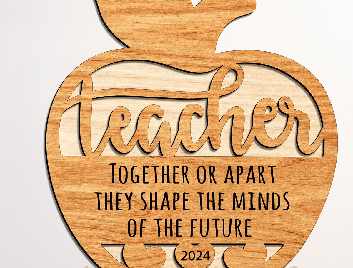 Σετ των 2 Intra απο ξύλο plywood 3mm-4mm πάχος – Δάσκαλος Apple με Stand Δίασταση  20x20 cm INTRAFABR-99208820