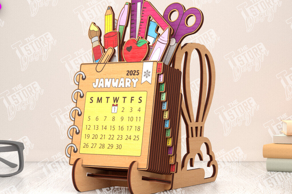 Σετ των 2 Intra απο ξύλο plywood 3mm-4mm πάχος – Ημερολόγιο Δασκάλων | Επιτραπέζιο Ημερολόγιο |CNC Δίασταση  20x20 cm INTRAFABR-117183507