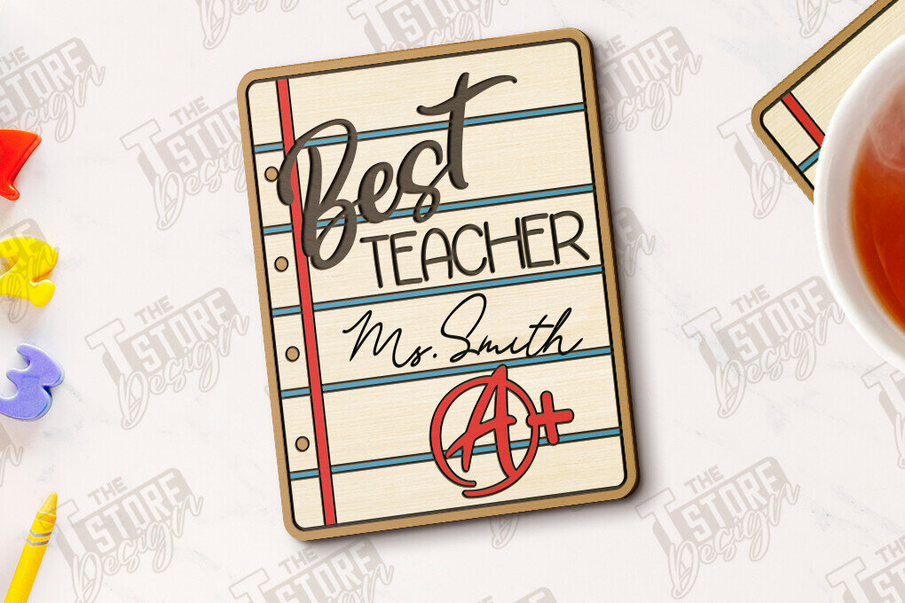 Σετ των 2 Intra απο ξύλο plywood 3mm-4mm πάχος – Δάσκαλος σουβέρ | Σχολείο | Κύπελλο σουβέρ Δίασταση  20x20 cm INTRAFABR-118678740