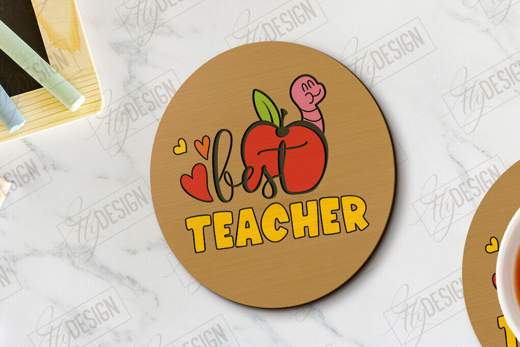 Σετ των 2 Intra απο ξύλο plywood 3mm-4mm πάχος – Δάσκαλος σουβέρ | Σχολείο | Κύπελλο σουβέρ Δίασταση  20x20 cm INTRAFABR-118349409