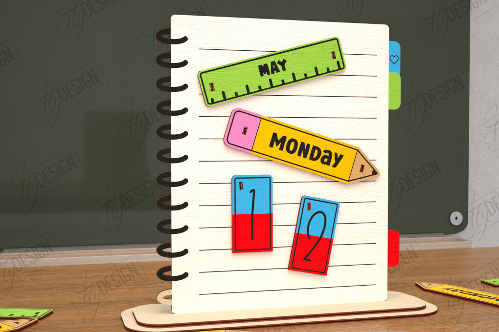 Σετ των 2 Intra απο ξύλο plywood 3mm-4mm πάχος – Διαρκές Ημερολόγιο Επιτραπέζιου Δασκάλου | CNC Δίασταση  20x20 cm INTRAFABR-115495805