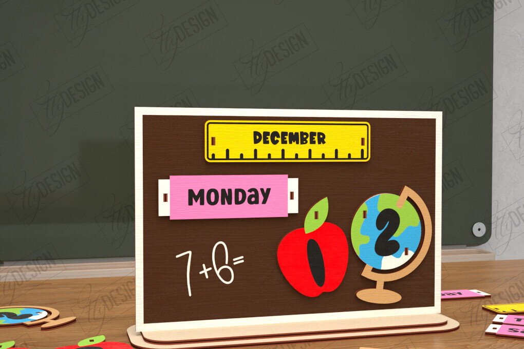 Σετ των 2 Intra απο ξύλο plywood 3mm-4mm πάχος – Διαρκές Ημερολόγιο Επιτραπέζιου Δασκάλου | CNC Δίασταση  20x20 cm INTRAFABR-115495851