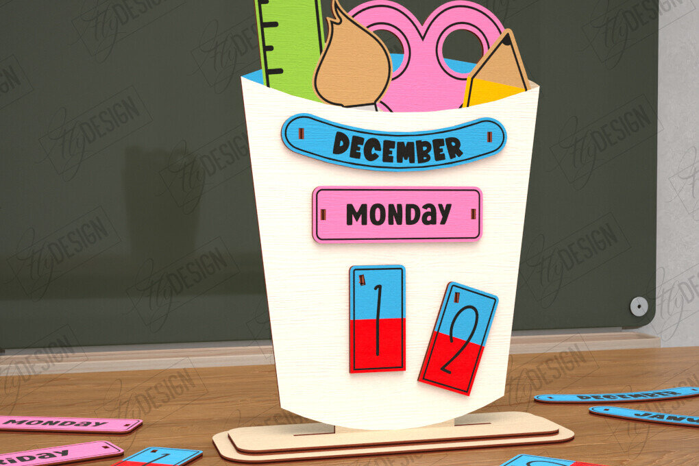 Σετ των 2 Intra απο ξύλο plywood 3mm-4mm πάχος – Διαρκές Ημερολόγιο Επιτραπέζιου Δασκάλου | CNC Δίασταση  20x20 cm INTRAFABR-115495918