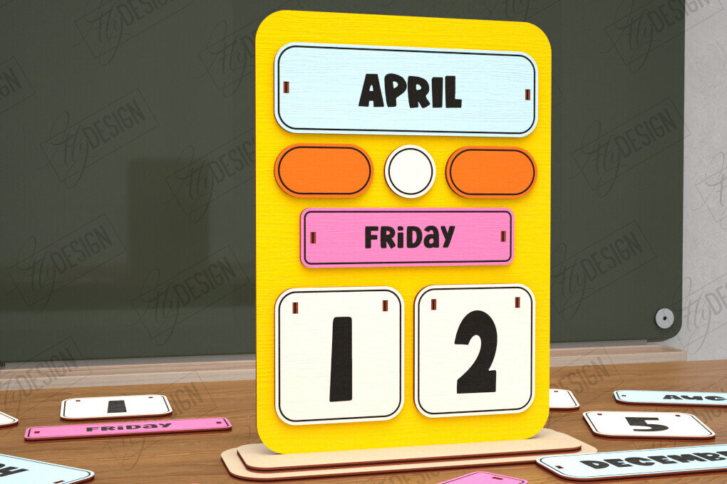 Σετ των 2 Intra απο ξύλο plywood 3mm-4mm πάχος – Διαρκές Ημερολόγιο Επιτραπέζιου Δασκάλου | CNC Δίασταση  20x20 cm INTRAFABR-115495931