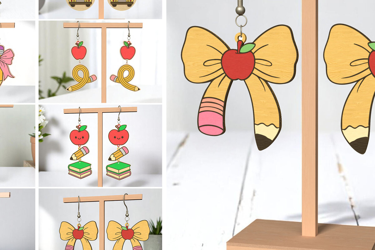 Σετ των 3 Intra απο ξύλο plywood 3mm-4mm πάχος – Δασκάλα Σκουλαρίκια Bundle Cut Laser Δίασταση  5x5 cm INTRAFABR-121988940