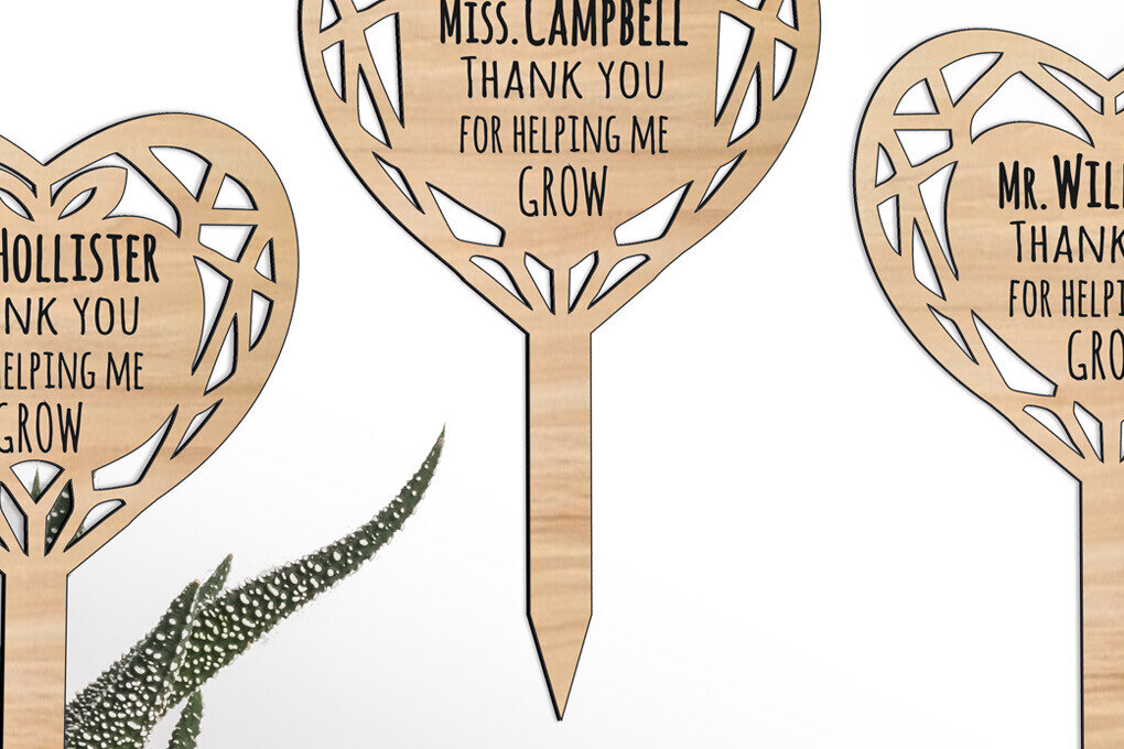 Σετ των 2 Intra απο ξύλο plywood 3mm-4mm πάχος – Δάσκαλος Δώρο Φυτευτή Αυτοκόλλητο Marker Δίασταση  20x20 cm INTRAFABR-103443386