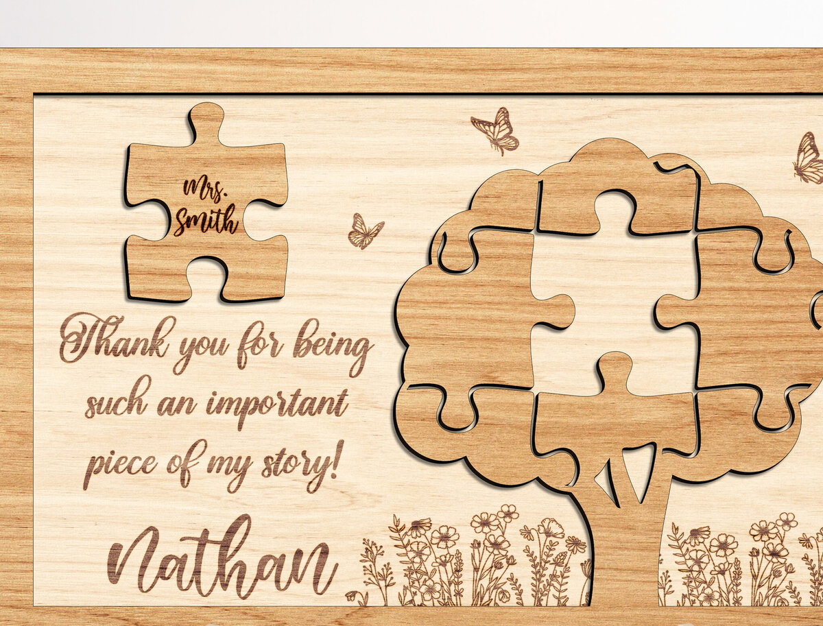 Σετ των 2 Intra απο ξύλο plywood 3mm-4mm πάχος – Αρχείο κοπής λέιζερ Gift Teacher Δίασταση  20x20 cm INTRAFABR-99207138