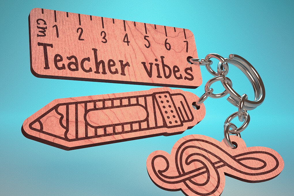 Σετ των 3 Intra απο ξύλο plywood 3mm-4mm πάχος – Teacher Keychain | Δάσκαλος Δίασταση  5x5 cm INTRAFABR-65201822