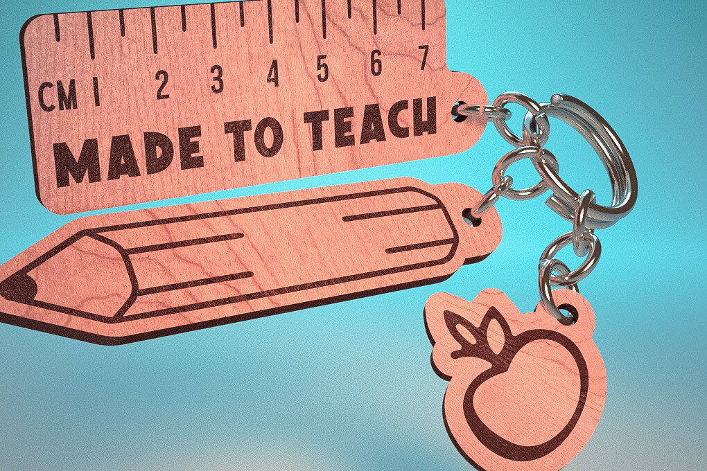 Σετ των 3 Intra απο ξύλο plywood 3mm-4mm πάχος – Teacher Keychain | Δάσκαλος Δίασταση  5x5 cm INTRAFABR-65201842