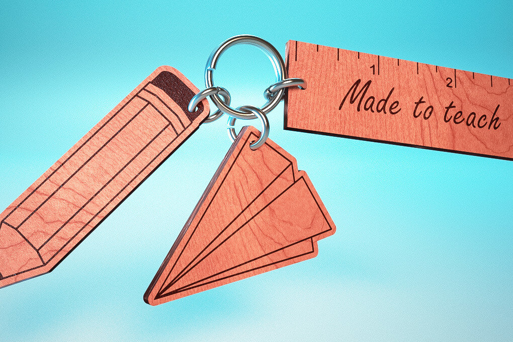 Σετ των 3 Intra απο ξύλο plywood 3mm-4mm πάχος – Teacher Keychain | Δάσκαλος Δίασταση  5x5 cm INTRAFABR-65563169