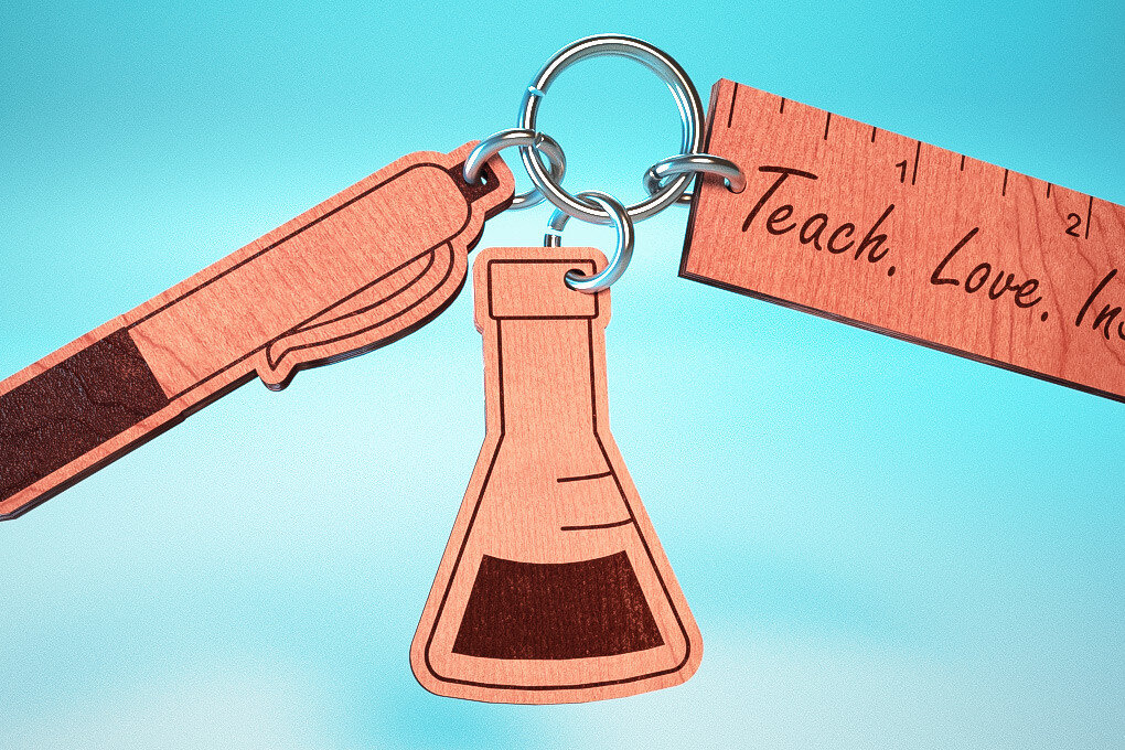 Σετ των 3 Intra απο ξύλο plywood 3mm-4mm πάχος – Teacher Keychain | Δάσκαλος Δίασταση  5x5 cm INTRAFABR-65563299