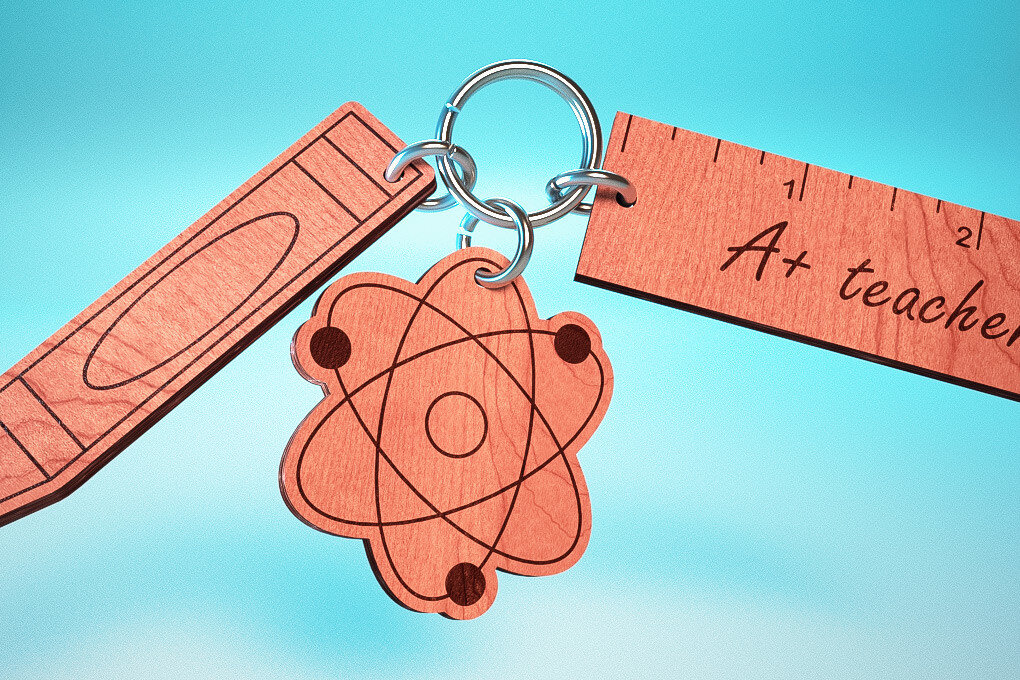 Σετ των 3 Intra απο ξύλο plywood 3mm-4mm πάχος – Teacher Keychain | Δάσκαλος Δίασταση  5x5 cm INTRAFABR-65563314