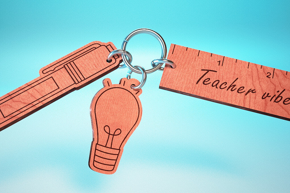 Σετ των 3 Intra απο ξύλο plywood 3mm-4mm πάχος – Teacher Keychain | Δάσκαλος Δίασταση  5x5 cm INTRAFABR-65563325