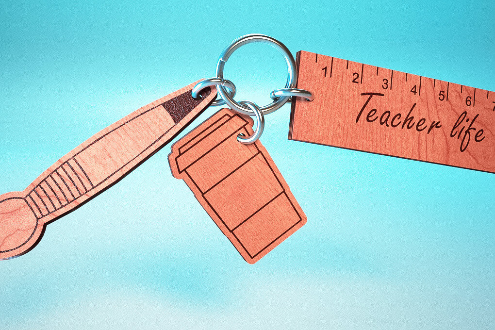 Σετ των 3 Intra απο ξύλο plywood 3mm-4mm πάχος – Teacher Keychain | Δάσκαλος Δίασταση  5x5 cm INTRAFABR-65563366