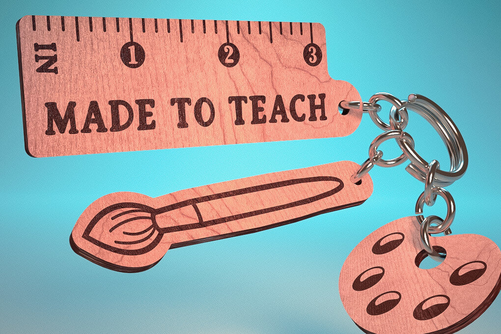 Σετ των 3 Intra απο ξύλο plywood 3mm-4mm πάχος – Teacher Keychain | Δάσκαλος Δίασταση  5x5 cm INTRAFABR-65201597