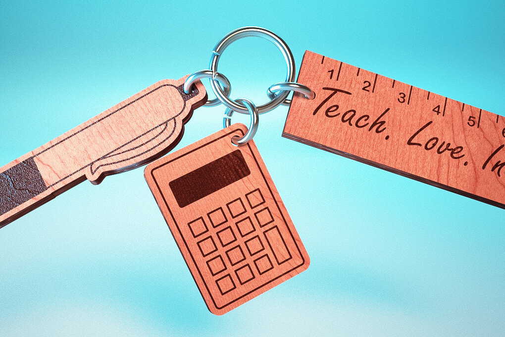 Σετ των 3 Intra απο ξύλο plywood 3mm-4mm πάχος – Teacher Keychain | Δάσκαλος Δίασταση  5x5 cm INTRAFABR-65563403