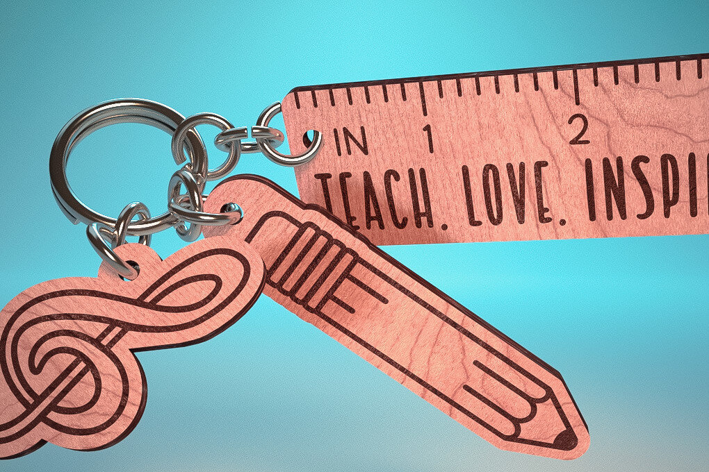 Σετ των 3 Intra απο ξύλο plywood 3mm-4mm πάχος – Teacher Keychain | Δάσκαλος Δίασταση  5x5 cm INTRAFABR-65201655