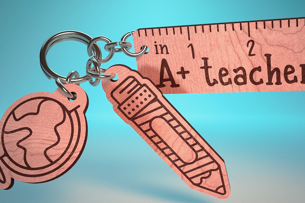 Σετ των 3 Intra απο ξύλο plywood 3mm-4mm πάχος – Teacher Keychain | Δάσκαλος Δίασταση  5x5 cm INTRAFABR-65201691