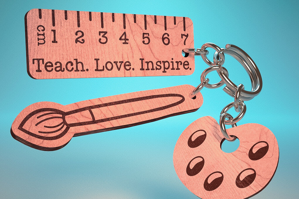 Σετ των 3 Intra απο ξύλο plywood 3mm-4mm πάχος – Teacher Keychain | Δάσκαλος Δίασταση  5x5 cm INTRAFABR-65201754