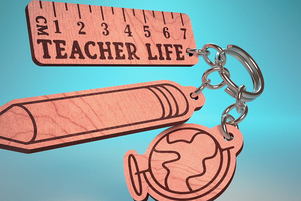 Σετ των 3 Intra απο ξύλο plywood 3mm-4mm πάχος – Teacher Keychain | Δάσκαλος Δίασταση  5x5 cm INTRAFABR-65201786