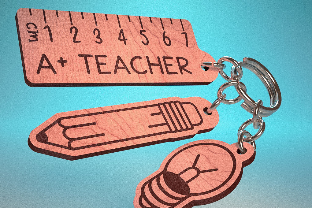 Σετ των 2 Intra απο ξύλο plywood 3mm-4mm πάχος – Teacher Keychain | Δάσκαλος Δίασταση  5x5 cm INTRAFABR-65201805