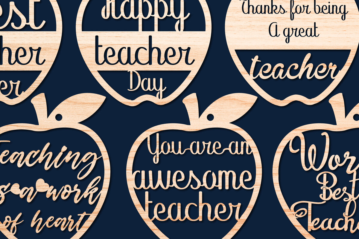 Σετ των 3 Intra απο ξύλο plywood 3mm-4mm πάχος – Teacher Keychain, Teacher Bundle Δίασταση  5x5 cm INTRAFABR-28714944