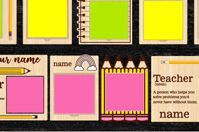 Σετ των 2 Intra απο ξύλο plywood 3mm-4mm πάχος – Δέσμη κοπής με λέιζερ θήκη σημειωματάριων δασκάλων Δίασταση  20x20 cm INTRAFABR-98038509