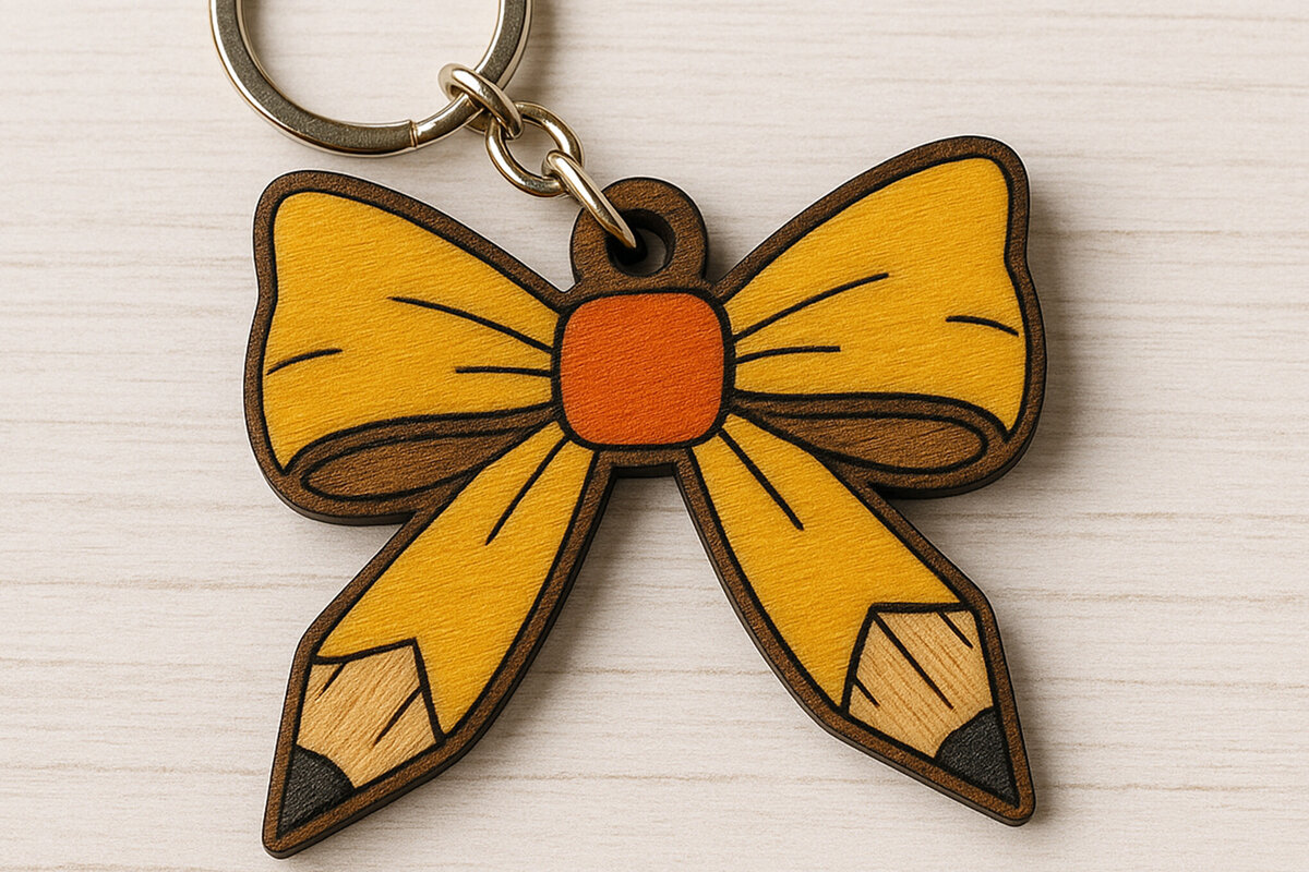 Σετ των 3 Intra απο ξύλο plywood 3mm-4mm πάχος – Μπρελόκ Δάσκαλος Μολύβι Φιόγκος Δίασταση  5x5 cm INTRAFABR-121334487