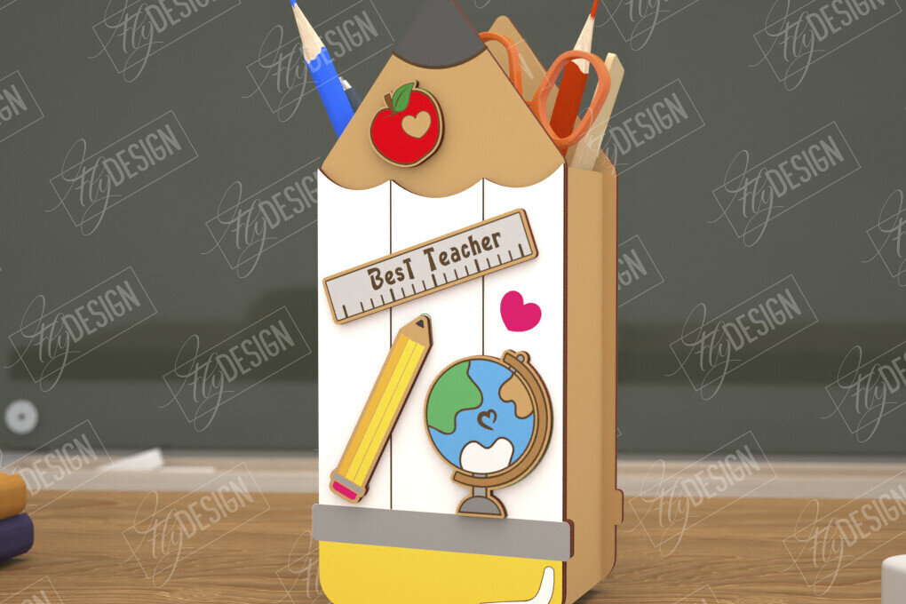 Σετ των 2 Intra απο ξύλο plywood 3mm-4mm πάχος – Μολυβοθήκη Δάσκαλος | Στάντα στυλό | CNC Δίασταση  20x20 cm INTRAFABR-108305551