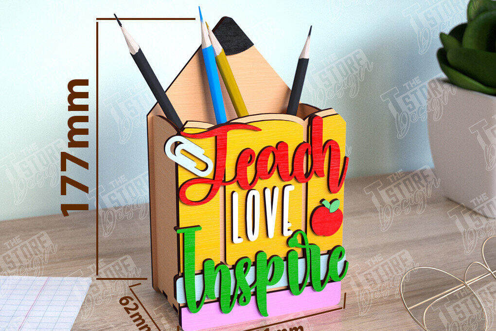 Σετ των 2 Intra απο ξύλο plywood 3mm-4mm πάχος – Μολυβοθήκη Δάσκαλος | Στάντα στυλό | CNC Δίασταση  20x20 cm INTRAFABR-111598332