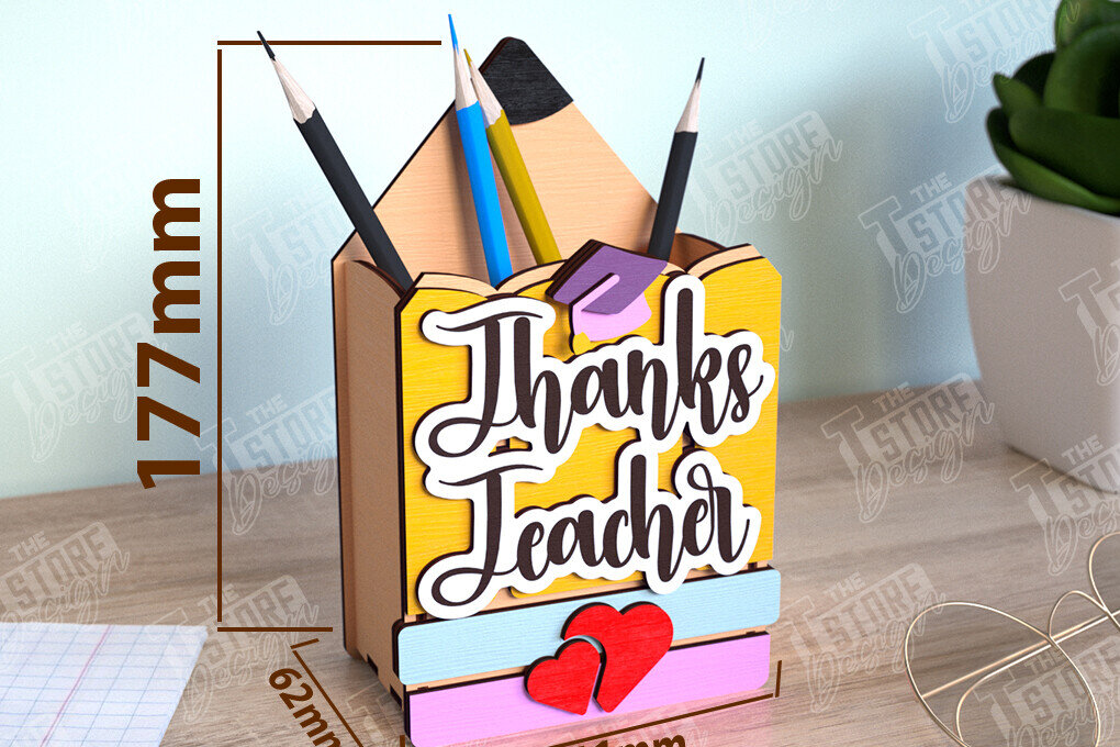 Σετ των 2 Intra απο ξύλο plywood 3mm-4mm πάχος – Μολυβοθήκη Δάσκαλος | Στάντα στυλό | CNC Δίασταση  20x20 cm INTRAFABR-111598343