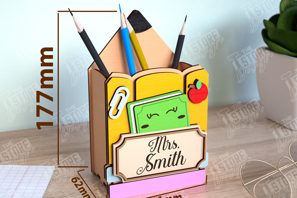 Σετ των 2 Intra απο ξύλο plywood 3mm-4mm πάχος – Μολυβοθήκη Δάσκαλος | Στάντα στυλό | CNC Δίασταση  20x20 cm INTRAFABR-111598408