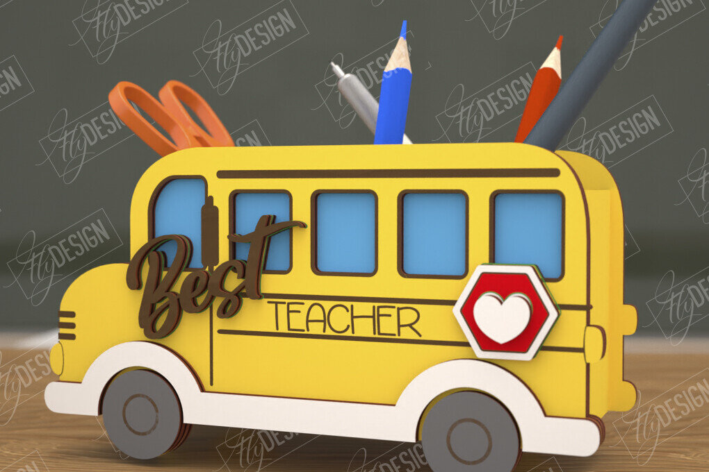 Σετ των 2 Intra απο ξύλο plywood 3mm-4mm πάχος – Μολυβοθήκη Δάσκαλος | Στάντα στυλό | CNC Δίασταση  20x20 cm INTRAFABR-108304579