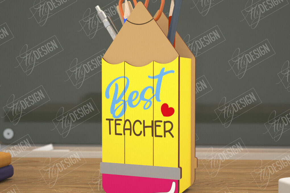 Σετ των 2 Intra απο ξύλο plywood 3mm-4mm πάχος – Μολυβοθήκη Δάσκαλος | Στάντα στυλό | CNC Δίασταση  20x20 cm INTRAFABR-108304605