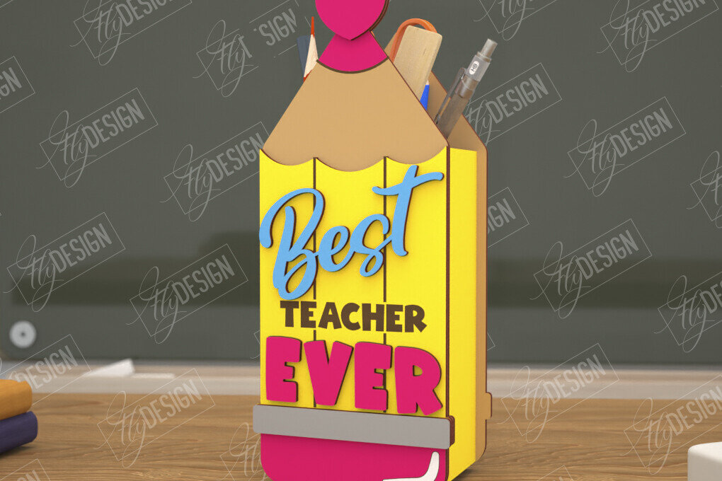 Σετ των 2 Intra απο ξύλο plywood 3mm-4mm πάχος – Μολυβοθήκη Δάσκαλος | Στάντα στυλό | CNC Δίασταση  20x20 cm INTRAFABR-108304662